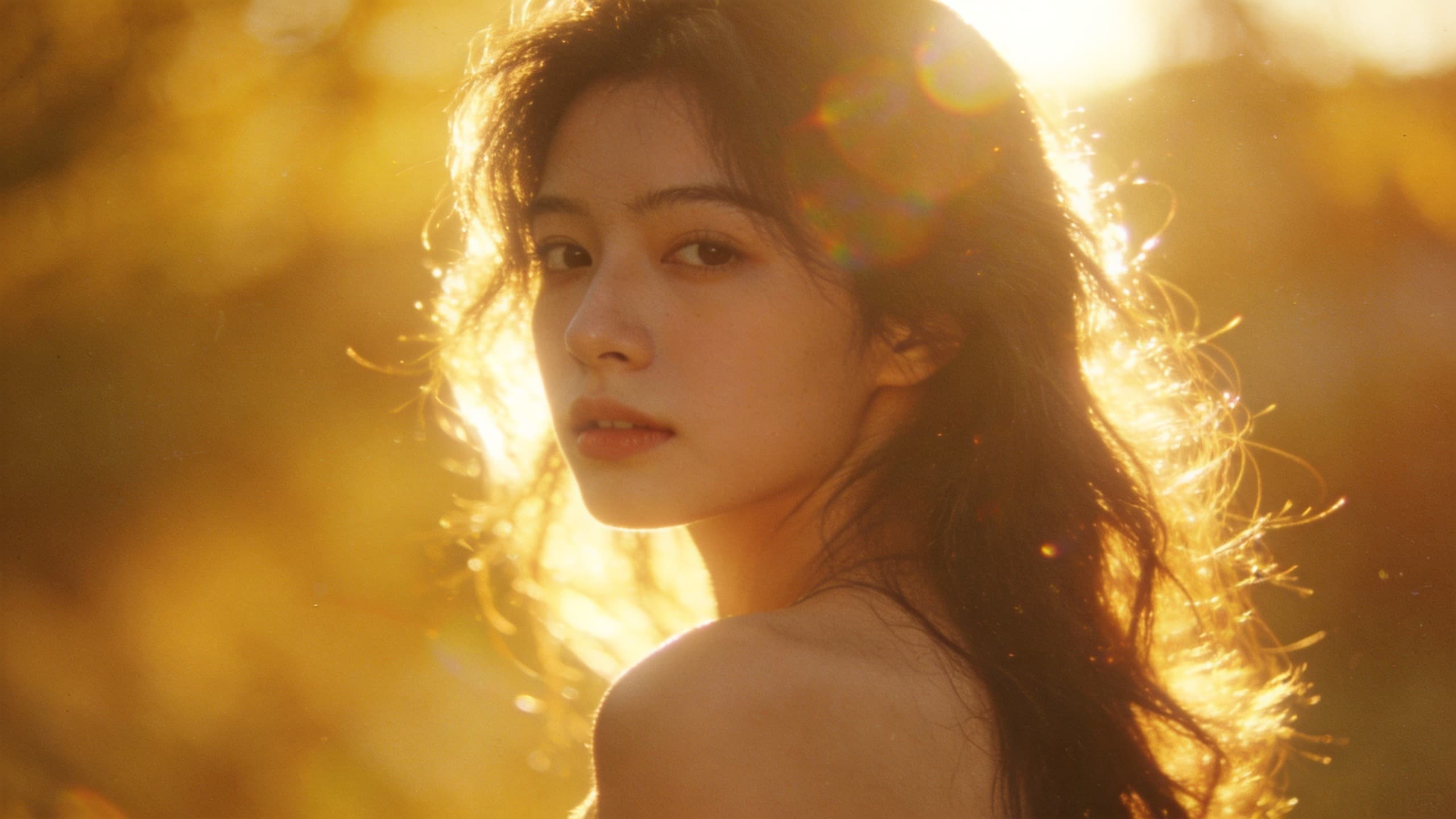 Backlit portrait with halation glow