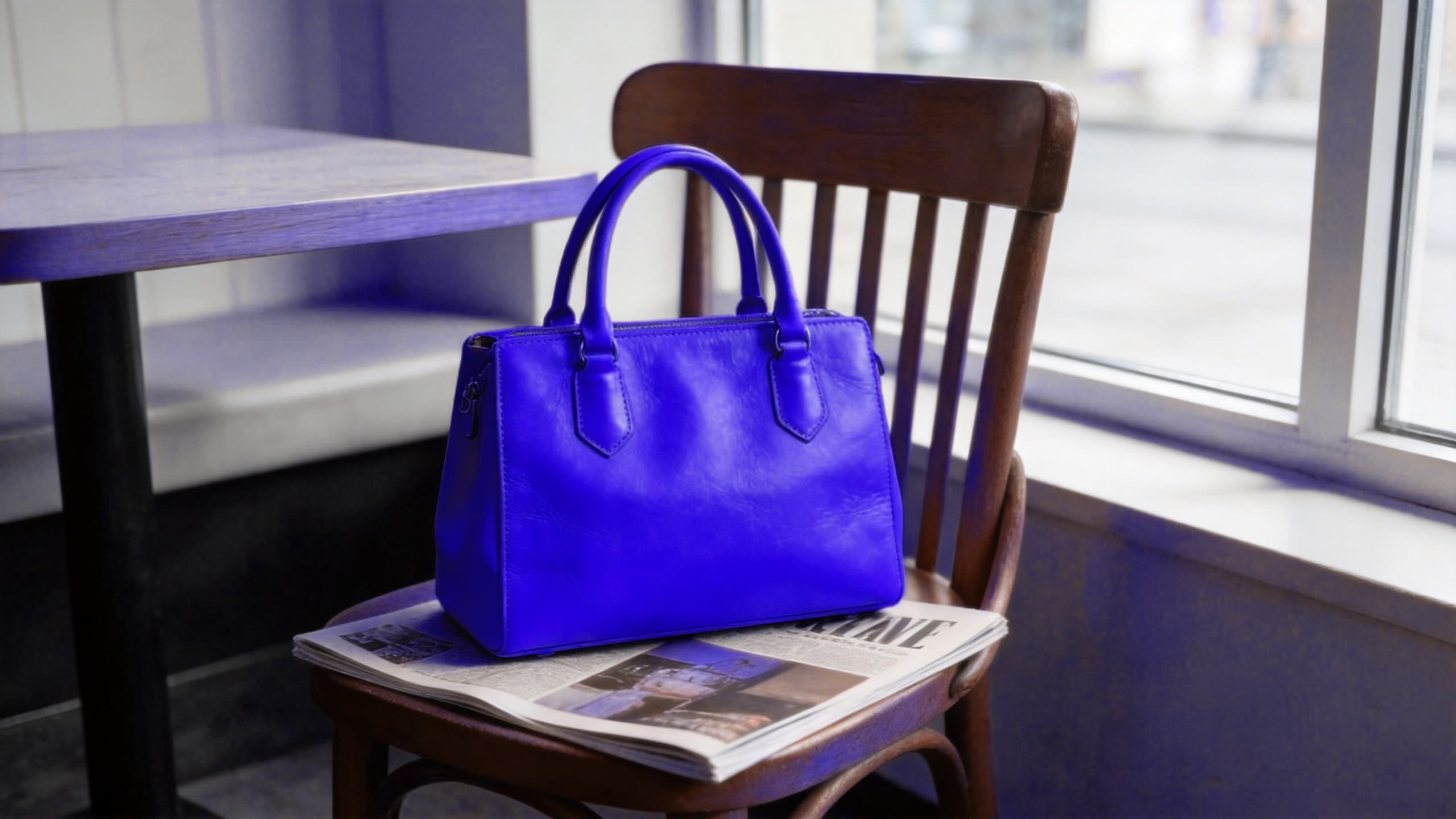 Yellow bag in a cafe
